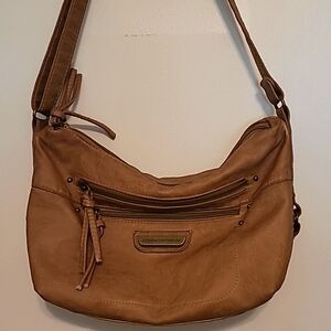 Stone Mountain embossed adjustable strap shoulder bag medium tan